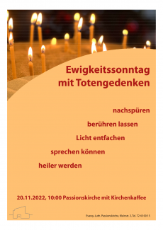 Einladung zum Gottesdienst am Ewigkeitssonntag 20.11.2022